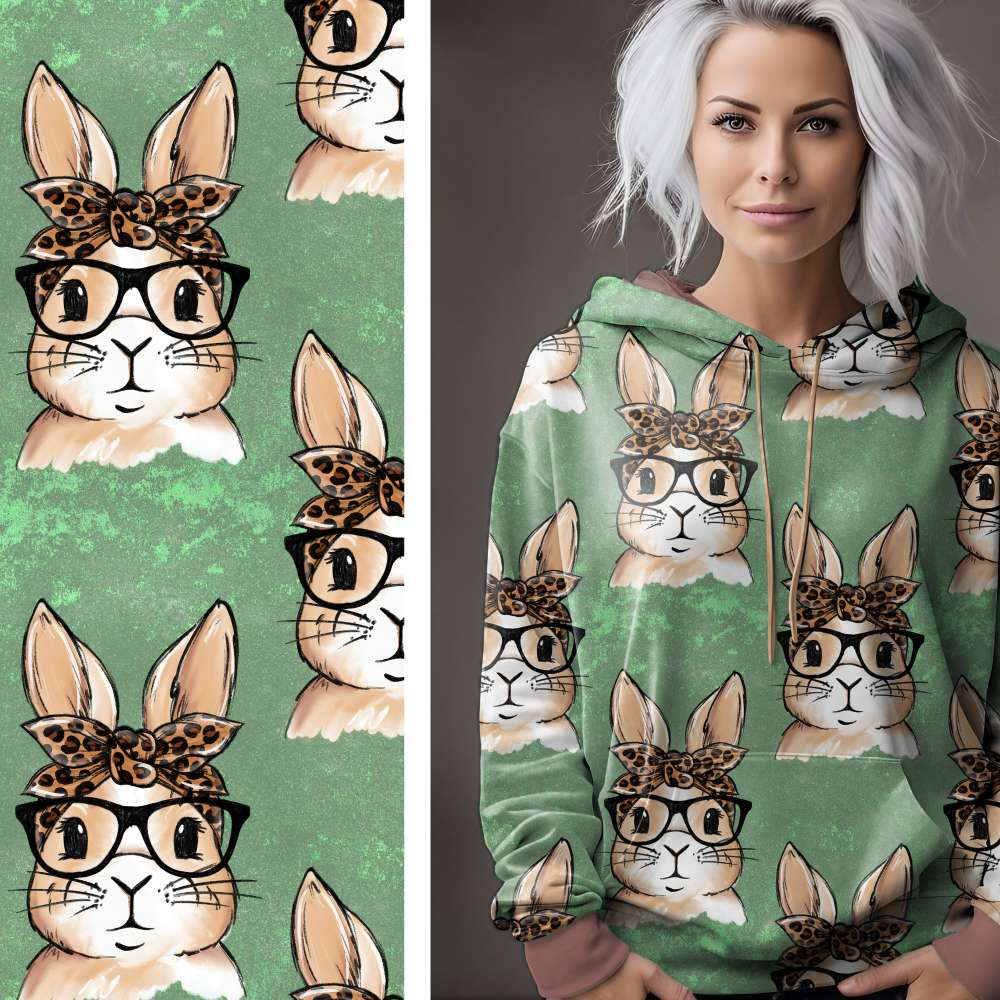 Hipster Leo Bunny - Eigenproduktion von Graustufen-Stoffe